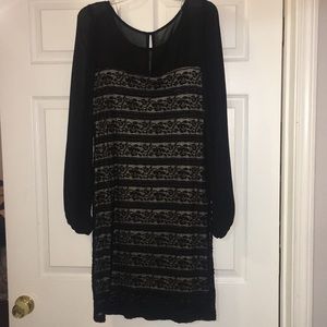 NWT- black dress with lace body